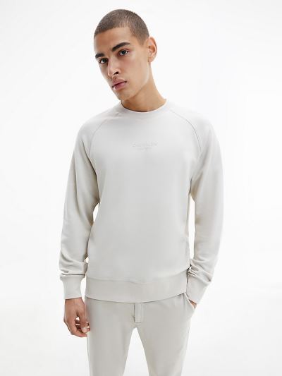 Calvin Klein Ruhák HU043333 | Calvin Klein Cotton Stretch Terry Férfi Pulóver Szürke